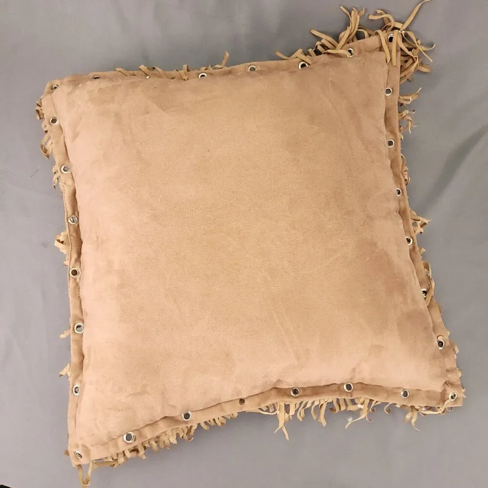 Faux Suede Throw Pillow Western Pillow 17
